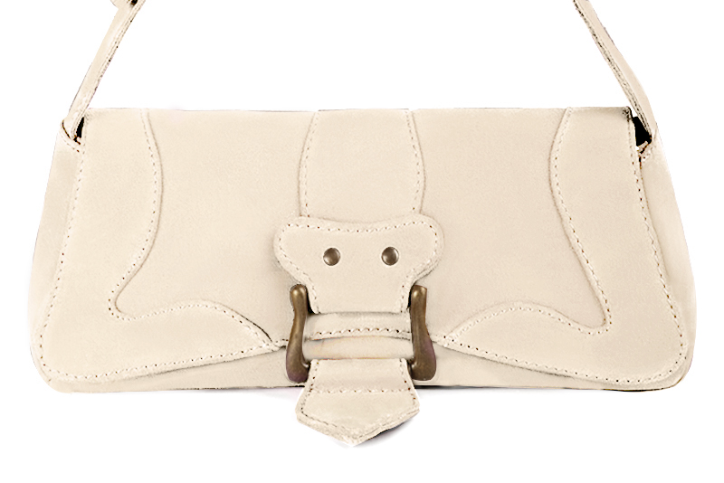 Dress small handbag in egg shell beige leather - Profile view